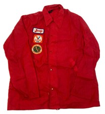 VTG 70s Jeep Valvoline JCPenney Red Nylon Windbreaker Patches Sz M G6