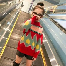 Suéter de punto para niños niñas Top suéter étnico de dibujos animados cálido lindo nuevo