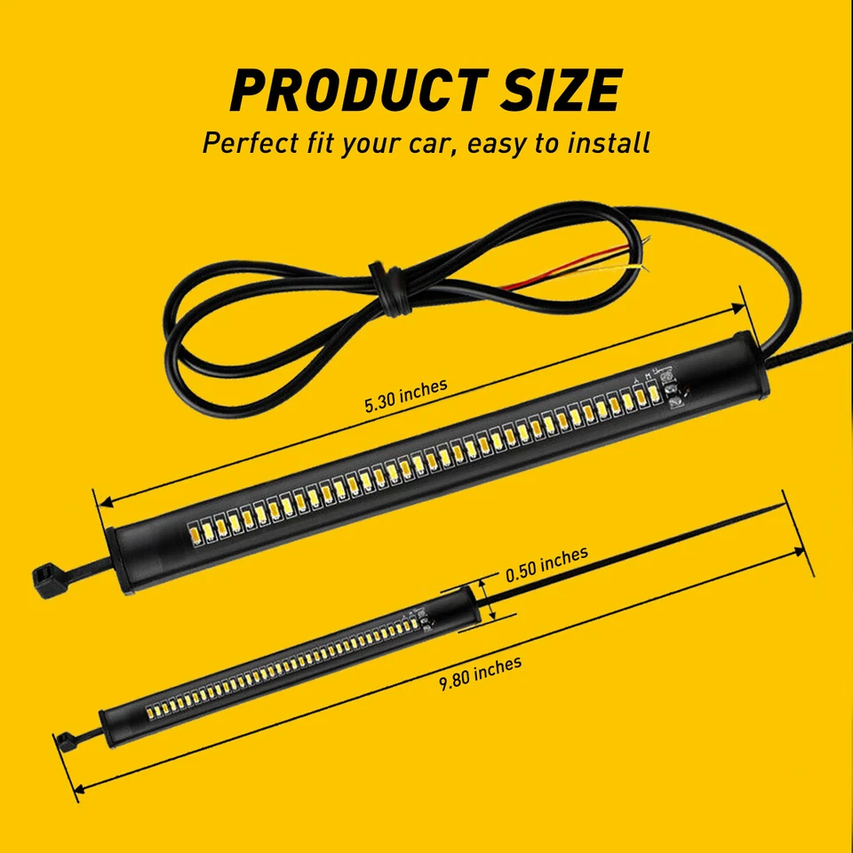 For Motorcycle Amber White LED Fork Turn Signal Indicators Blinkers Light Strips - Image 3 of 4