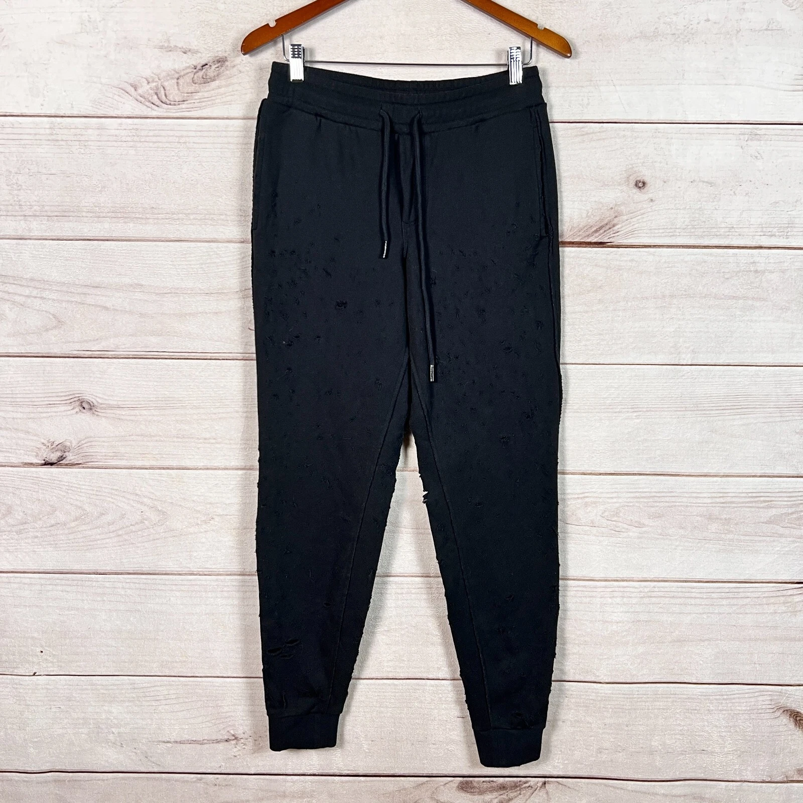alo-yoga fierce pull on jogger drawstring distressed knit sweatpants