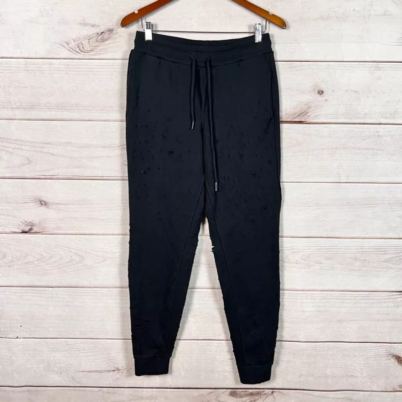 alo-yoga fierce pull on jogger drawstring distressed knit sweatpants