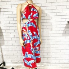 Farm Rio Women’s Red Sweet Jungle Cut-Out Midi Dress - Size L
