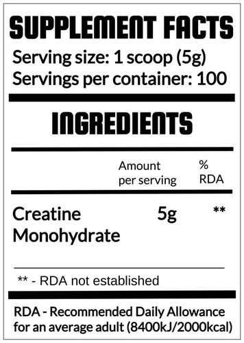 QRP Nutrition Creatine Monohydrate 500g unflavoured (100 servings of 5g) - Picture 2 of 2