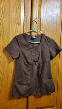Classic Cord By Barco Scrub Top XS Brown,  B11 