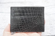 Black Genuine Crocodile Leather Credit Card Holder Wallet for men #Q17