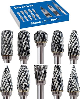 10Pcs Carbide Burr Bits Set for Dremel - Metal, Wood, Stone Engraving Tools 