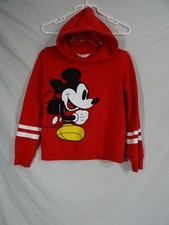 Disney Running Mickey Mouse Hooded pullover Fleece Sweatshirt youth 10/12 RARE