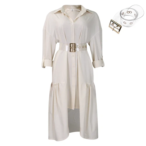 Women's Elegant Lapel Maxi Long Dress Casual Fashion Solid Shirt Club Dress - Bild 6 von 35