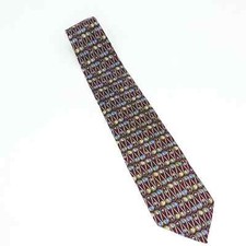 Guy Laroche Diffusion Mens Tie Necktie Red Geometric 100 Silk Wide Classic