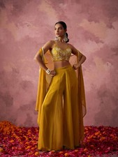 Traditional Yellow Sharara Set Bollywood Style Haldi Party Dress for Women