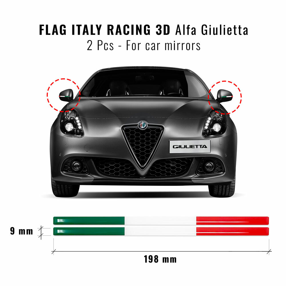 Strisce Adesive Tricolore Per Specchietti Alfa Romeo Giulietta - Decorazione Italiana - Foto 4