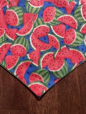 Watermelon Dog Bandana Adjustable, Size 24  Neck 10  Round Cute Reversable New