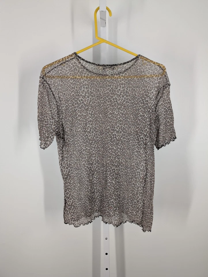 Camiseta De Colección Años 80 Leopardo Animal Transparente Malla Transparente Bodycon Punk Tejida Arte Foto 3 de 4