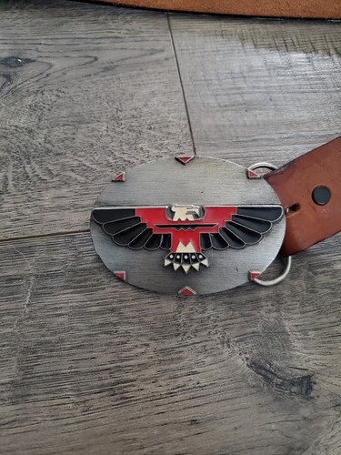 Vintage 1992 Siskiyo Thunderbird Native American Bird Design Belt Buckle USA M - Picture 3 of 5