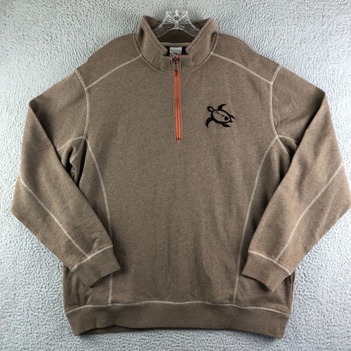 NWT Crazy Shirts 1/4 Zip Pullover Sweater Mens XL Brown Turtle Logo Embroidery - Picture 2 of 10