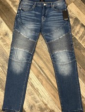 New 218 True Religion Rocco Relaxed Skinny Moto Jeans 700060 Autumn Wash 36x32