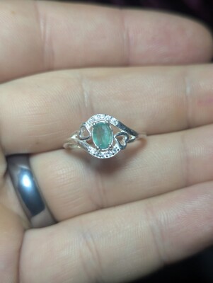 Sterling Silber Panjshir Smaragd Edelstein Ring Größe 8,25