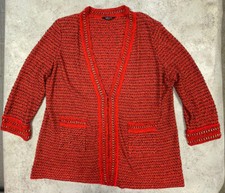 EUC MISOOK Size Extra Large XL Red Black Gold Metallic Chain Boucle Jacket