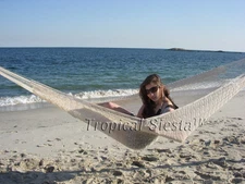 NEW HANDWOVEN WHITE COTTON MAYAN Mexican Hammock Double
