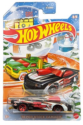 Hot Wheels 2024 HW Holiday Hot Rods 3/5 Black  10 Pro Stocks Camaro