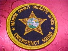 MARION COUNTY FLORIDA EMERGENCY SQUAD POLICE PATCH SHOULDER SIZE UNUSED 3.5 IN