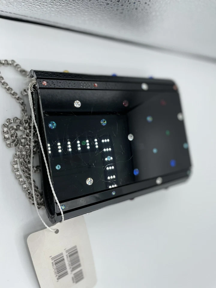 Jimmy Choo украшенный камень конфеты застежки цепочка вечер сумочки черный блеск новый - Изображение 4 из 4