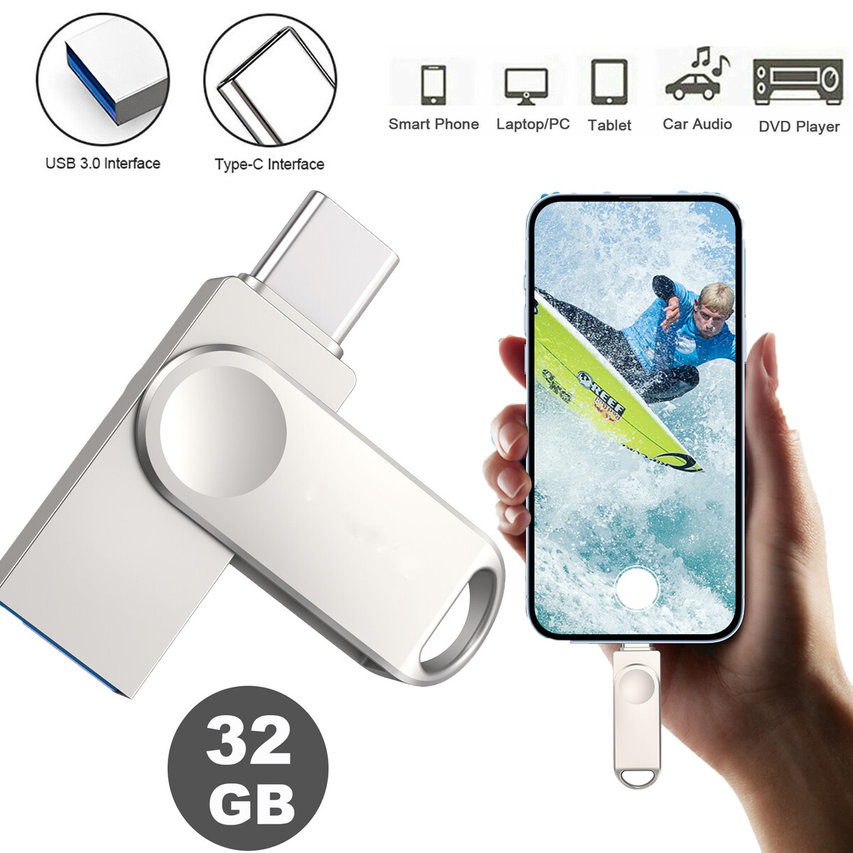 32GB Flash Drive in OTG USB USB C Memory Stick for Android  Smartphone