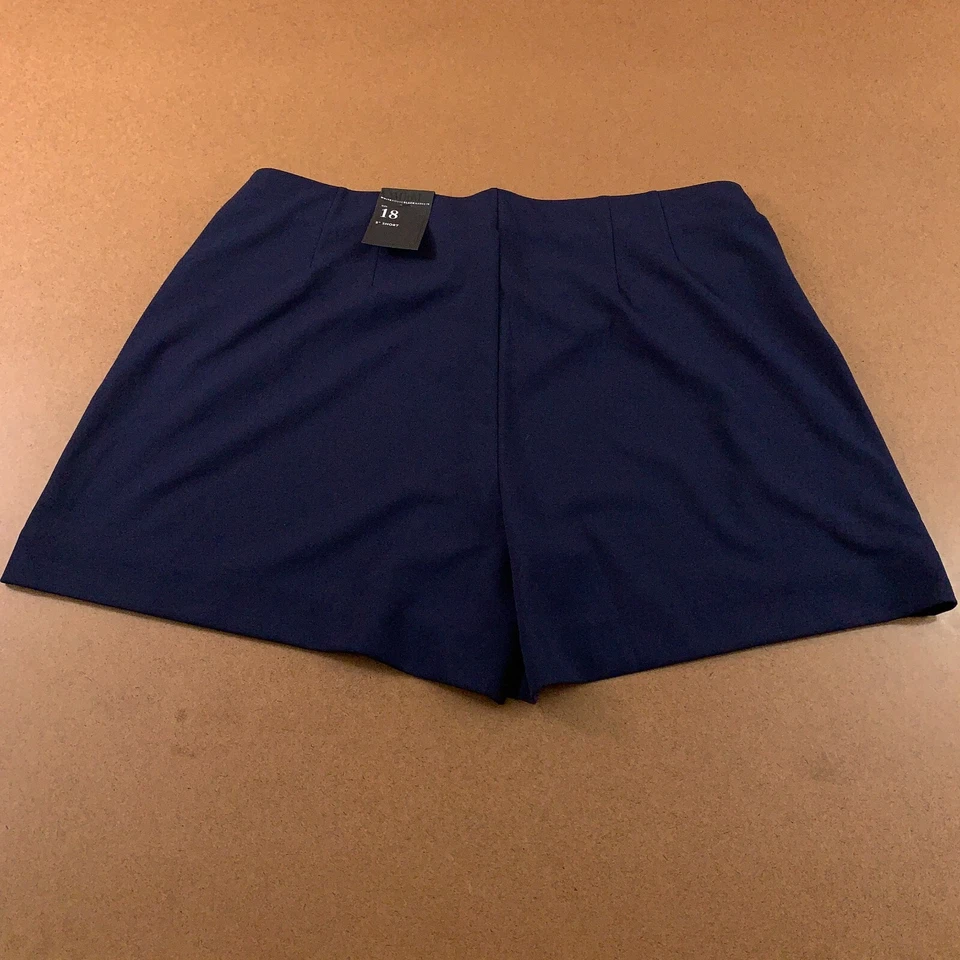 Pantalones Cortos WHBM Mujer Talla 18 Azul Marino Elastizados Tejido Tiro Alto Sin Cordones 5" Entrepierna Nuevos con Etiquetas Foto 4 de 4