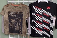 Kids T Shirt Long Sleeve 2-Pack kids Black Brown Size 4 5 6 7 Boys New With Tag