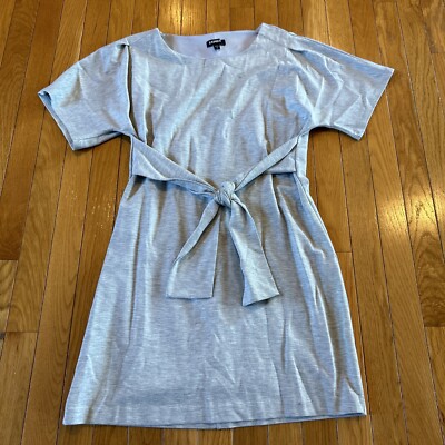 Express Short Sleeve Gray Sheath Dress Tie Front Career Casual Womens Small  | eBay