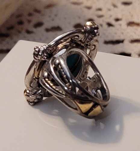 Echo Of The Dreamer Huge Reflections Of Turquoise Sterling Bronze Ring Size 7  - Picture 6 of 9
