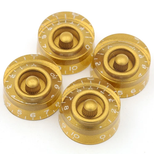 (4) Vintage Style Speed Knobs for Gibson® USA CTS Split Shaft Pots - GOLD