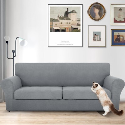 MAXIJIN 1-Piece Couch & Loveseat Cover Set - Super Stretchy Furniture Protector For Pets & Kids (White)