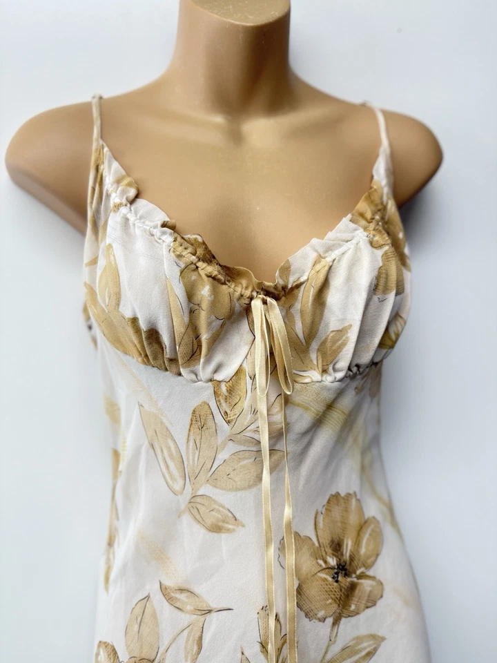 Maxi Vestido Victoria's Secret Vintage Y2K 100% Seda Pequeño Floral Sin Mangas Casa de Campo Foto 2 de 4