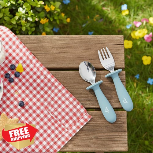 Clevakid Set Forchetta Cucchiaio Bambino Luce Blu - Foto 3 di 5