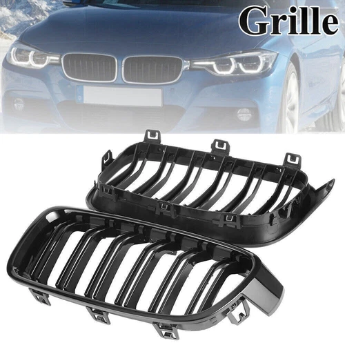 für BMW 3er F30 F31 11-19 Doppelsteg Grill Kühlergrill Nieren Schwarz Glanz - Bild 10 von 14
