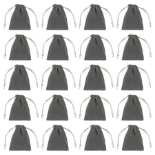 20pcs Flocked Drawstring Bag 2 x 2.8 Inch Jewelry Pouches Gift Bags, Deep Gray