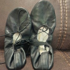 Dancing Fair Girls Leather Ballet Dance Shoes Black Strap Sz 6.5 8 Inch Length 