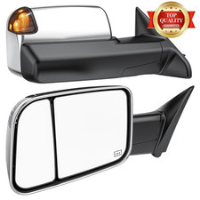 Smoked Power Heated Tow Mirrors Compatible With 2009-2018 Dodge Ram 1500 2010-2