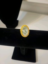 Gold Tone Oval Cameo Style Bezel Cocktail Rin...