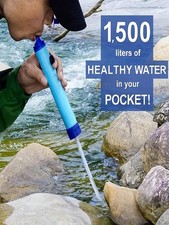 Blue Upgraded Portable Water Filter Straw 2pcs For Camping Hiking