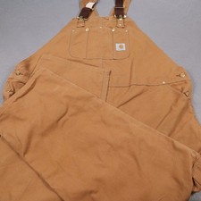 Carhartt Duck Bib Overalls Mens 52x32 Brown Canvas Double Knee Workwear R01