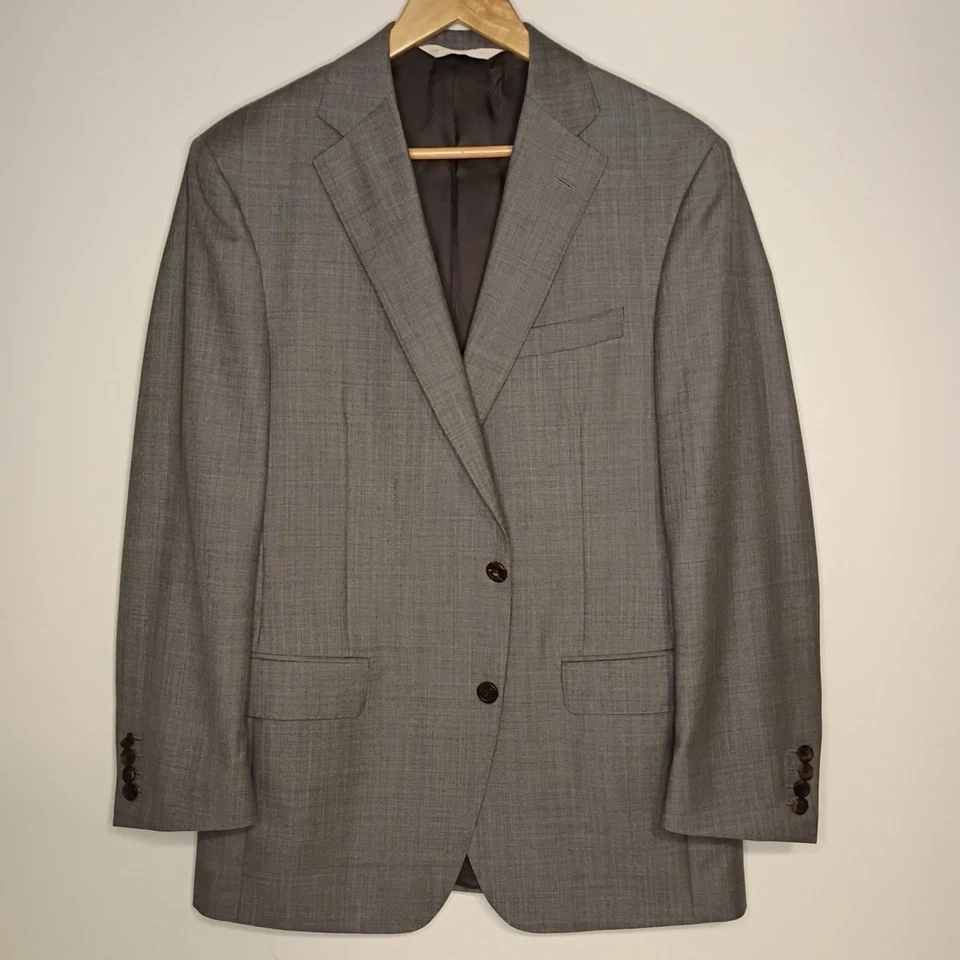 Samuelsohn 2 Pc Suit Men 40R Gray Super 110s Wool 34 x 27 Pant 2 Button Harrison - Image 2 of 4