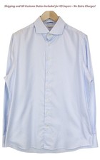 SUITSUPPLY Men's Formal Shirt 44/17 1/2 Extra Slim Blue Pure Cotton Striped