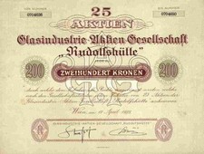 Przemysł szklarski Rudolfshütte 1923 Wiedeń Teplitz Schönau Czechy SKLO Avirunion 5000 