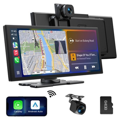 LAMTTO 10.25'' 2.5K Dash Cam mit Wireless Carplay Android Auto Autoradio GPS BT