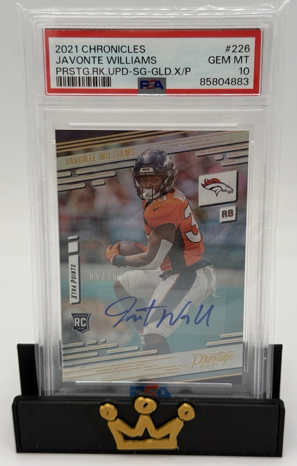 Javonte Williams Panini Prestige #226 Autograph Gold Premium Xtra Points