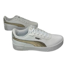 PUMA Carina 2.0 Metallic Shine White Lace Up Womens Sneakers Shoes SZ 8 NWT