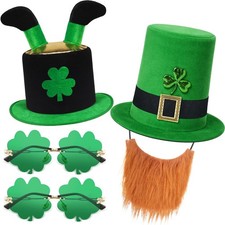 4 Pcs St. Patrick's Day Costume Accessories Irish Leprechaun Hat Shamrock Sun...