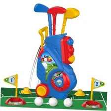  Toddler Golf Set for 2 3 4 Years Old Boys Girls, Upgraded golf with mat (blue)